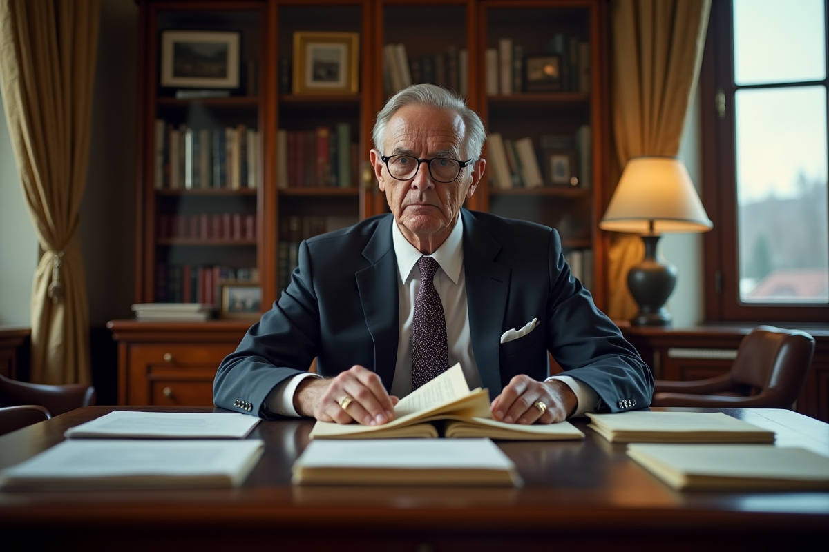 Un administrateur universitaire examinant des dossiers dans son bureau officiel