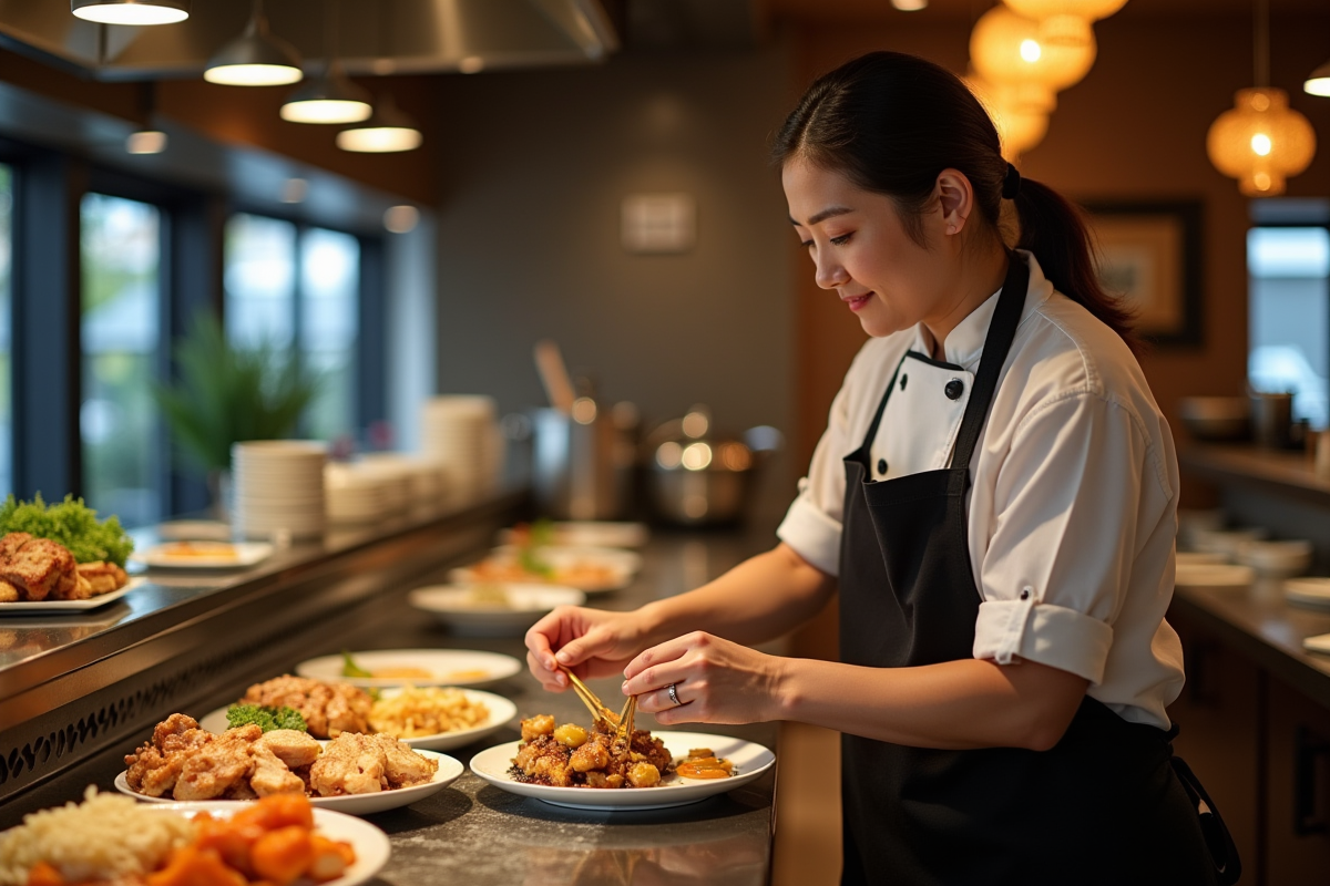 Chef préparant un repas hibachi au grill