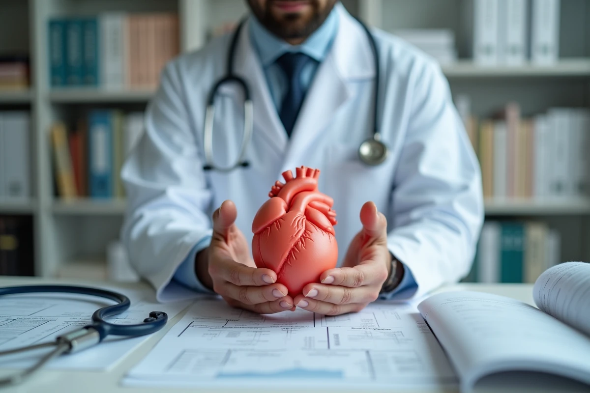 Médecin examine un modèle de cœur d