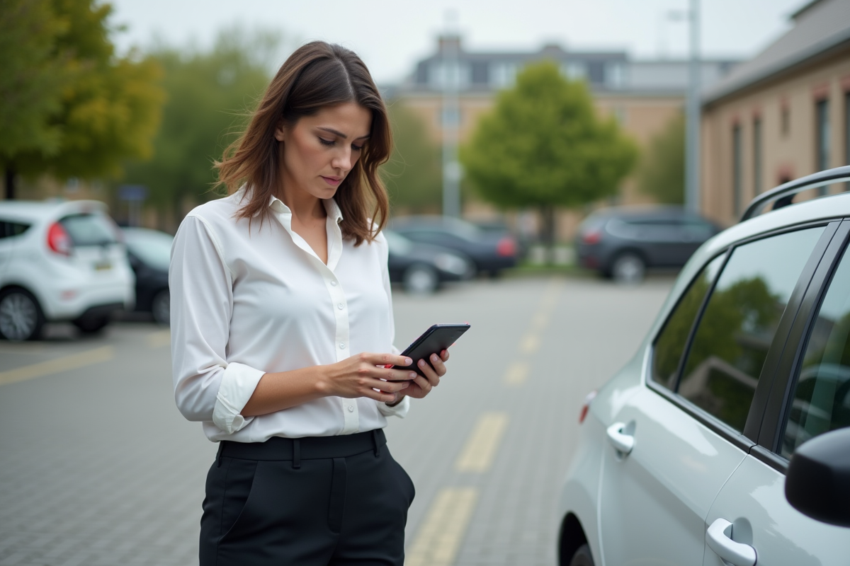 Femme vérifiant les résultats d