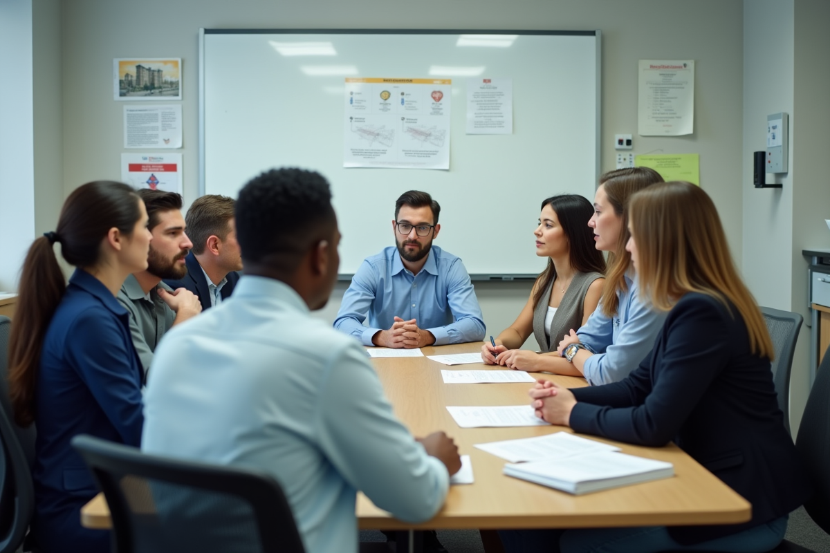 Groupe divers en formation santé en classe