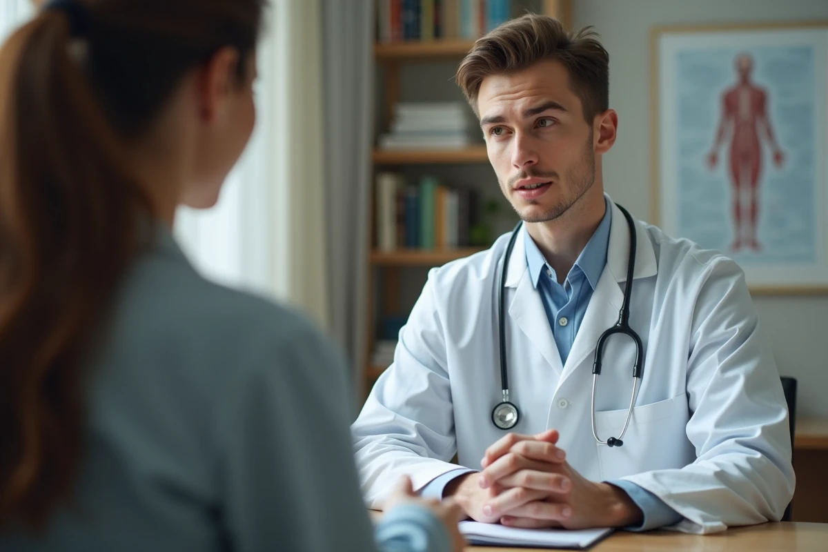 Jeune médecin écoutant un patient dans un cabinet médical
